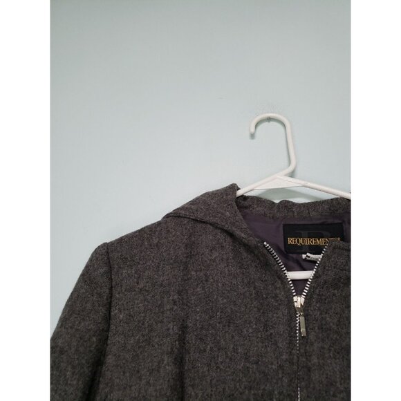Requirements Womens 12 Jacket Long Sleeve Full Zip Gray Hooded Wool Blend Lined - Picture 4 of 7